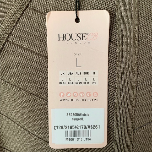 House of CB long sleeve khaki bandage bodycon - Picture 2 of 7